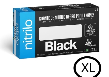 x100 GUANTES NITRILO NEGRO S/P T/XL